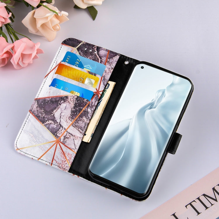 For Xiaomi Mi 11 5G Marble Stitching Horizontal Flip PU Leather Case with Holder & Card Slots & Wallet & Lanyard