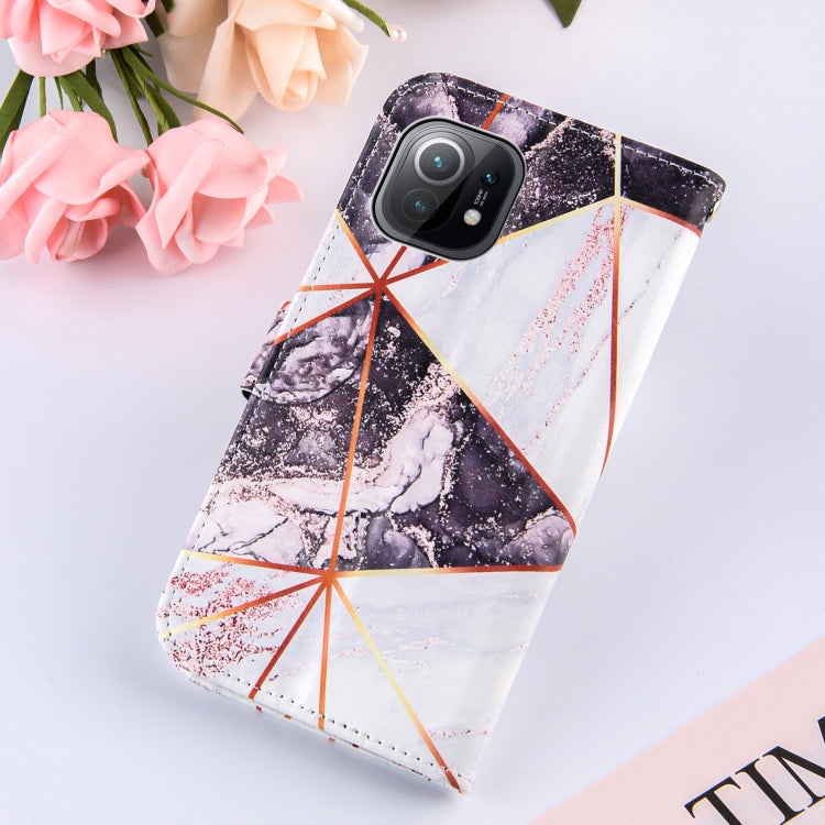 For Xiaomi Mi 11 5G Marble Stitching Horizontal Flip PU Leather Case with Holder & Card Slots & Wallet & Lanyard