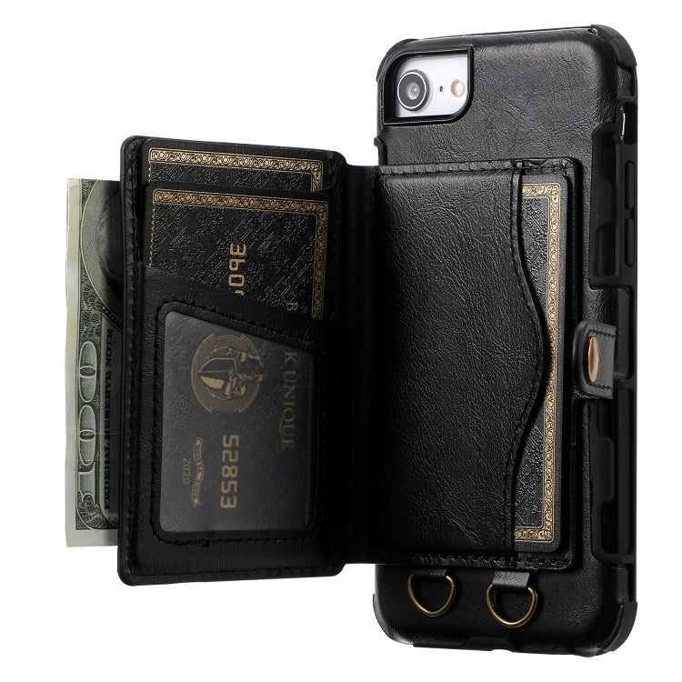 Crazy Horse Texture PU + TPU Shockproof Back Cover Case with Card Slots & Holder & Wallet & Crossbody Strap For iPhone 6 & 6s & 7 & 8