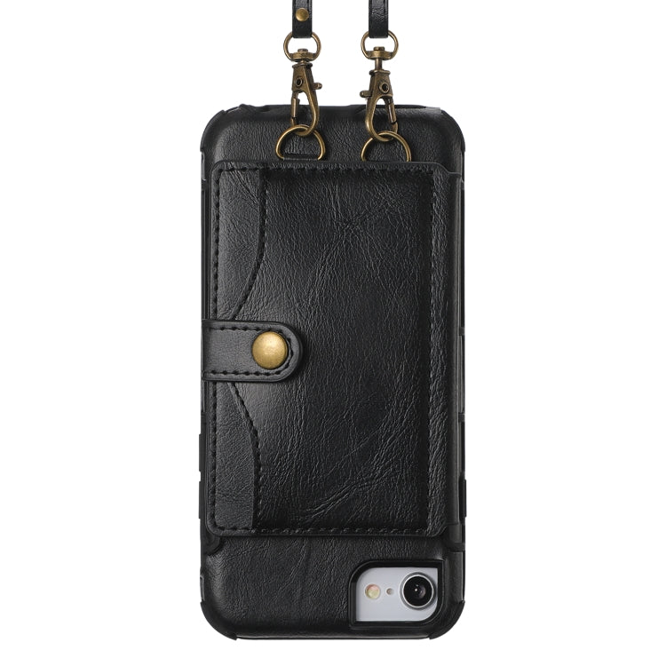 Crazy Horse Texture PU + TPU Shockproof Back Cover Case with Card Slots & Holder & Wallet & Crossbody Strap For iPhone 6 & 6s & 7 & 8