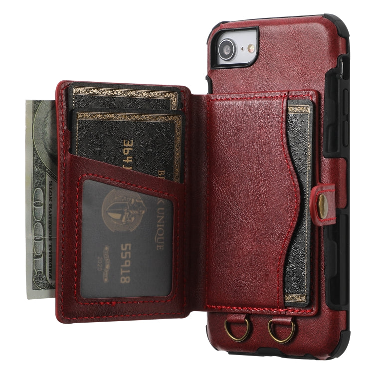 Crazy Horse Texture PU + TPU Shockproof Back Cover Case with Card Slots & Holder & Wallet & Crossbody Strap For iPhone 6 & 6s & 7 & 8