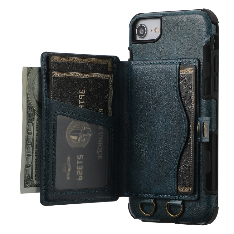 Crazy Horse Texture PU + TPU Shockproof Back Cover Case with Card Slots & Holder & Wallet & Crossbody Strap For iPhone 6 & 6s & 7 & 8