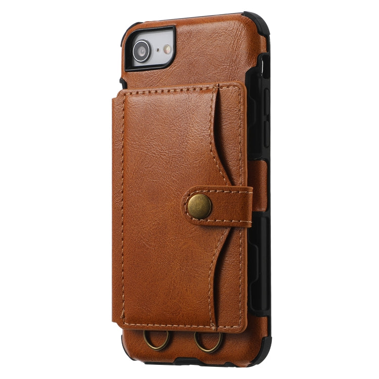 Crazy Horse Texture PU + TPU Shockproof Back Cover Case with Card Slots & Holder & Wallet & Crossbody Strap For iPhone 6 & 6s & 7 & 8