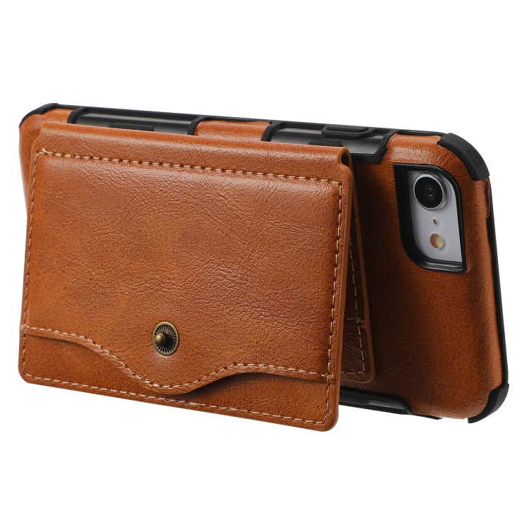 Crazy Horse Texture PU + TPU Shockproof Back Cover Case with Card Slots & Holder & Wallet & Crossbody Strap For iPhone 6 & 6s & 7 & 8