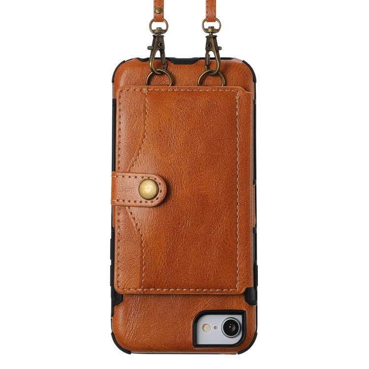 Crazy Horse Texture PU + TPU Shockproof Back Cover Case with Card Slots & Holder & Wallet & Crossbody Strap For iPhone 6 & 6s & 7 & 8