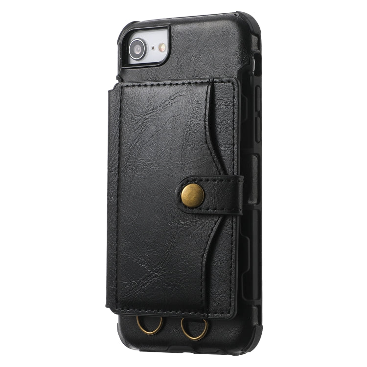 Crazy Horse Texture PU + TPU Shockproof Back Cover Case with Card Slots & Holder & Wallet & Crossbody Strap For iPhone 6 Plus & 6s Plus & 7 Plus & 8 Plus