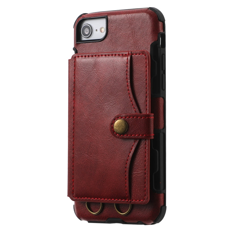 Crazy Horse Texture PU + TPU Shockproof Back Cover Case with Card Slots & Holder & Wallet & Crossbody Strap For iPhone 6 Plus & 6s Plus & 7 Plus & 8 Plus