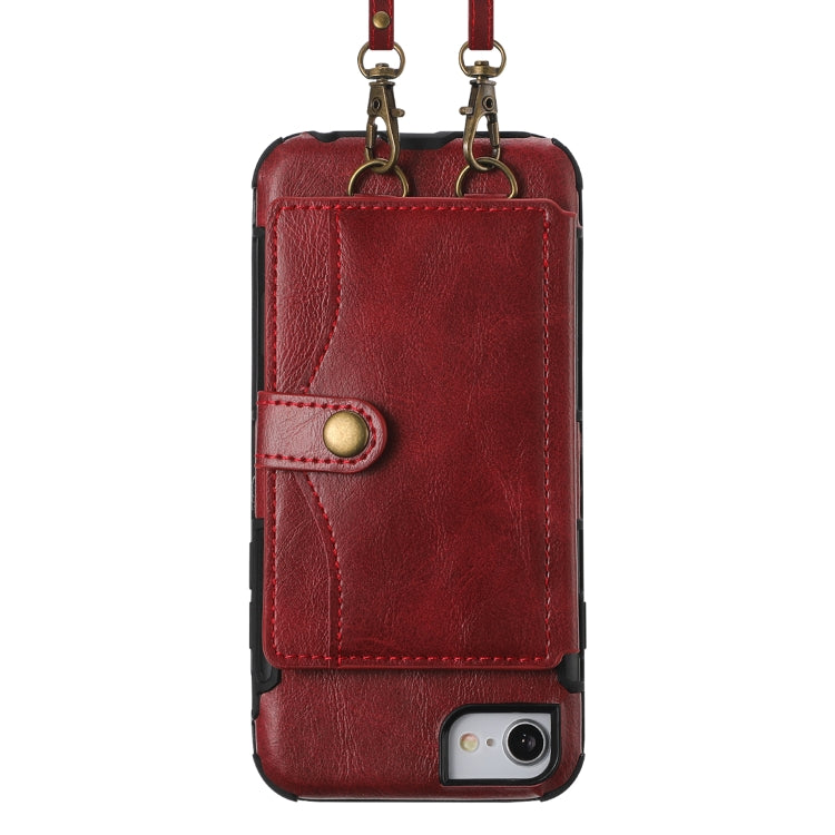 Crazy Horse Texture PU + TPU Shockproof Back Cover Case with Card Slots & Holder & Wallet & Crossbody Strap For iPhone 6 Plus & 6s Plus & 7 Plus & 8 Plus