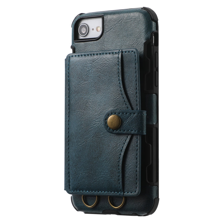 Crazy Horse Texture PU + TPU Shockproof Back Cover Case with Card Slots & Holder & Wallet & Crossbody Strap For iPhone 6 Plus & 6s Plus & 7 Plus & 8 Plus