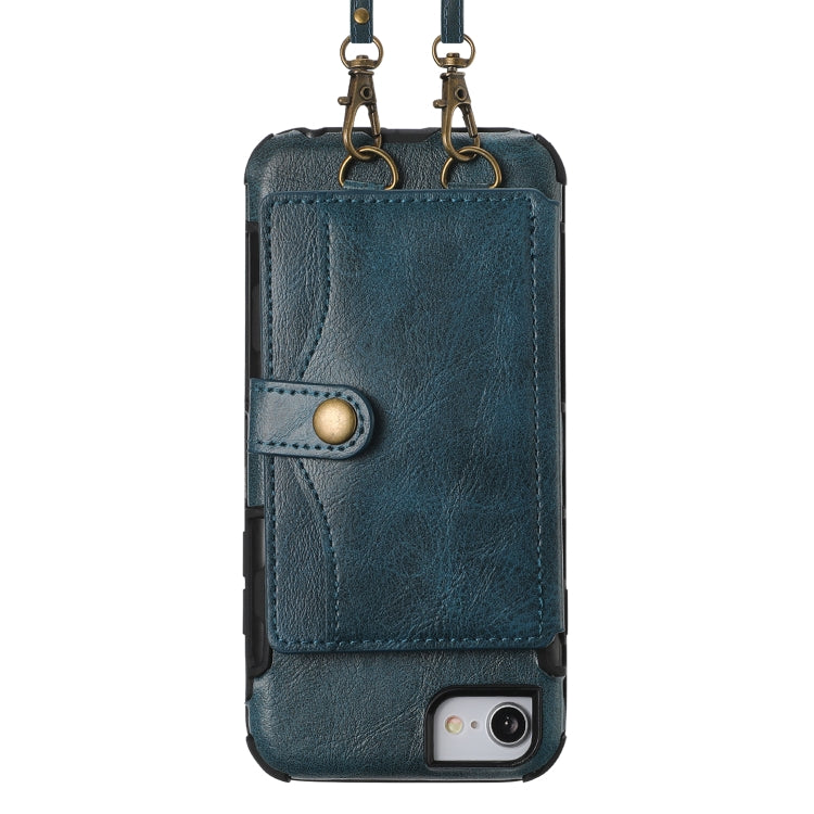 Crazy Horse Texture PU + TPU Shockproof Back Cover Case with Card Slots & Holder & Wallet & Crossbody Strap For iPhone 6 Plus & 6s Plus & 7 Plus & 8 Plus
