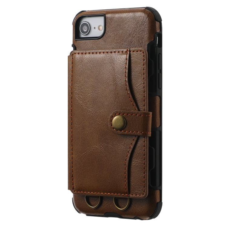 Crazy Horse Texture PU + TPU Shockproof Back Cover Case with Card Slots & Holder & Wallet & Crossbody Strap For iPhone 6 Plus & 6s Plus & 7 Plus & 8 Plus