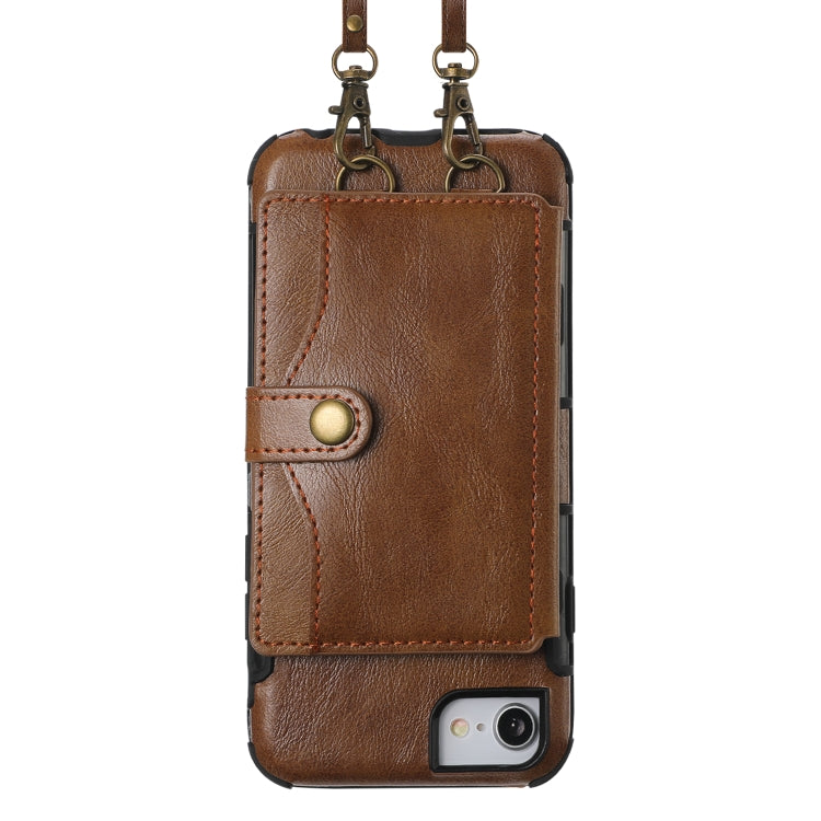 Crazy Horse Texture PU + TPU Shockproof Back Cover Case with Card Slots & Holder & Wallet & Crossbody Strap For iPhone 6 Plus & 6s Plus & 7 Plus & 8 Plus