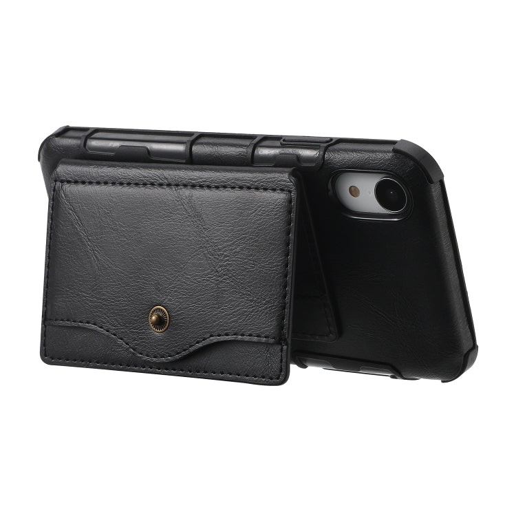 For iPhone X / XS Crazy Horse Texture PU + TPU Shockproof Back Cover Case with Card Slots & Holder & Wallet & Crossbody Strap