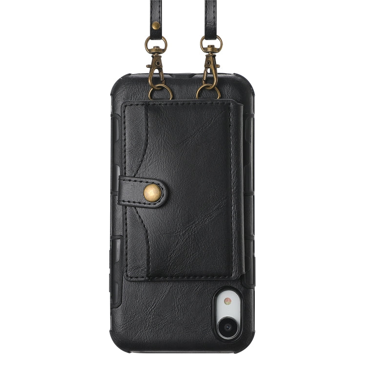 For iPhone X / XS Crazy Horse Texture PU + TPU Shockproof Back Cover Case with Card Slots & Holder & Wallet & Crossbody Strap