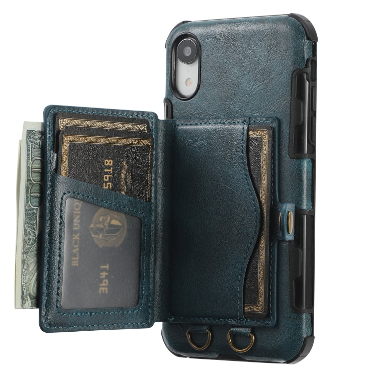 For iPhone X / XS Crazy Horse Texture PU + TPU Shockproof Back Cover Case with Card Slots & Holder & Wallet & Crossbody Strap