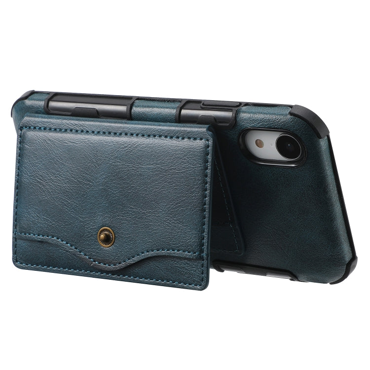 For iPhone XR Crazy Horse Texture PU + TPU Shockproof Back Cover Case with Card Slots & Holder & Wallet & Crossbody Strap