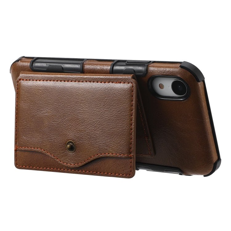For iPhone XR Crazy Horse Texture PU + TPU Shockproof Back Cover Case with Card Slots & Holder & Wallet & Crossbody Strap