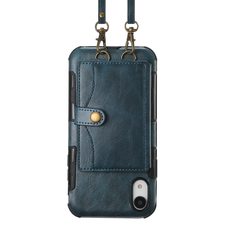 For iPhone XS Max Crazy Horse Texture PU + TPU Shockproof Back Cover Case with Card Slots & Holder & Wallet & Crossbody Strap