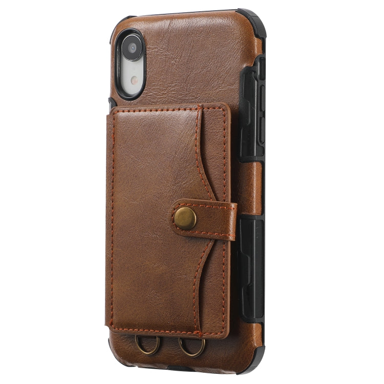 For iPhone XS Max Crazy Horse Texture PU + TPU Shockproof Back Cover Case with Card Slots & Holder & Wallet & Crossbody Strap