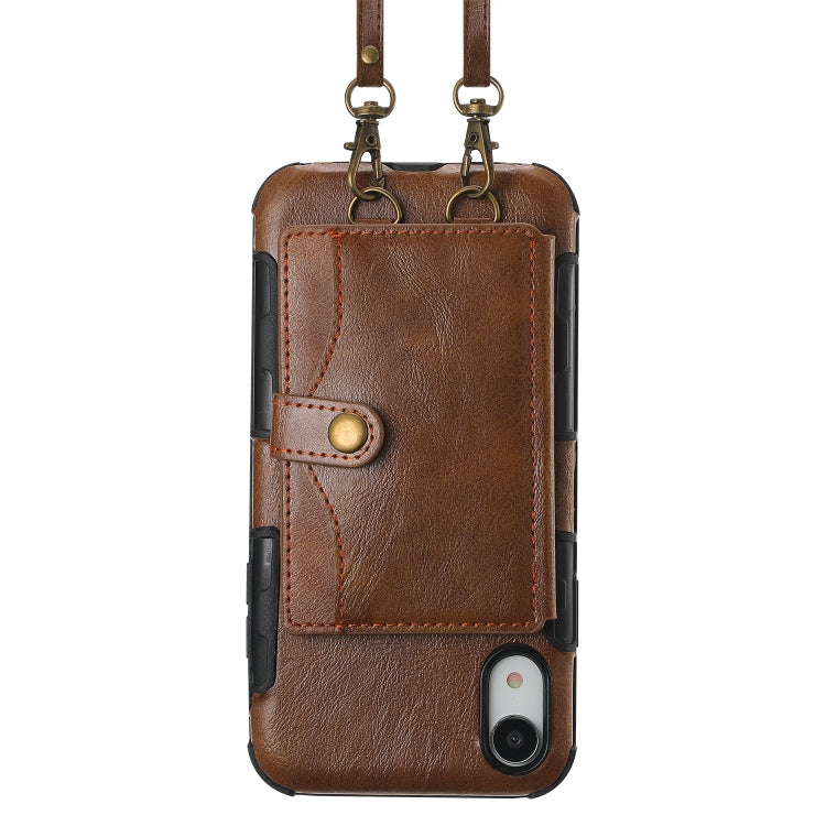 For iPhone XS Max Crazy Horse Texture PU + TPU Shockproof Back Cover Case with Card Slots & Holder & Wallet & Crossbody Strap