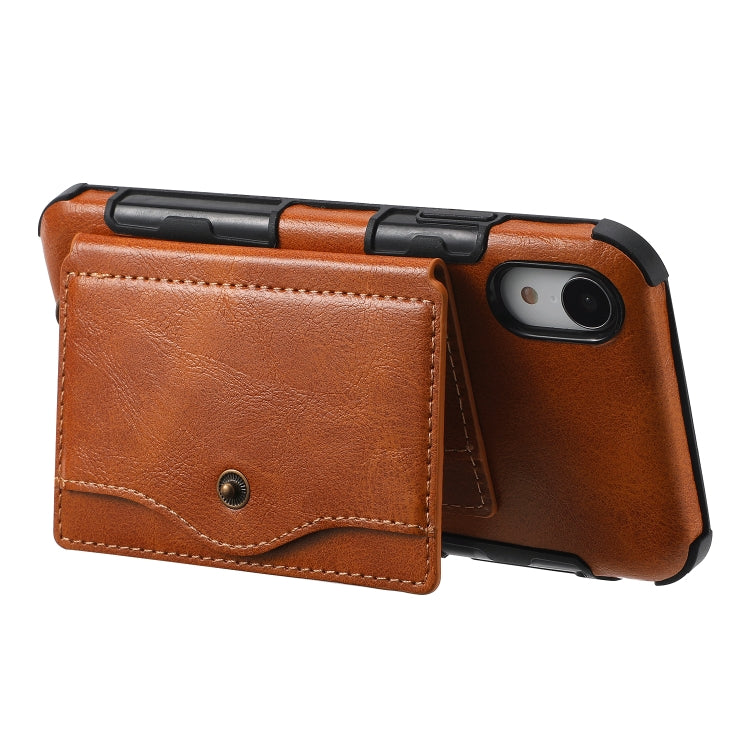 For iPhone XS Max Crazy Horse Texture PU + TPU Shockproof Back Cover Case with Card Slots & Holder & Wallet & Crossbody Strap
