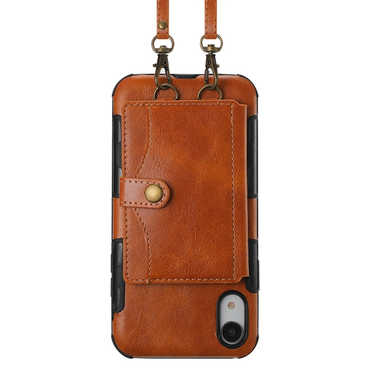 For iPhone XS Max Crazy Horse Texture PU + TPU Shockproof Back Cover Case with Card Slots & Holder & Wallet & Crossbody Strap