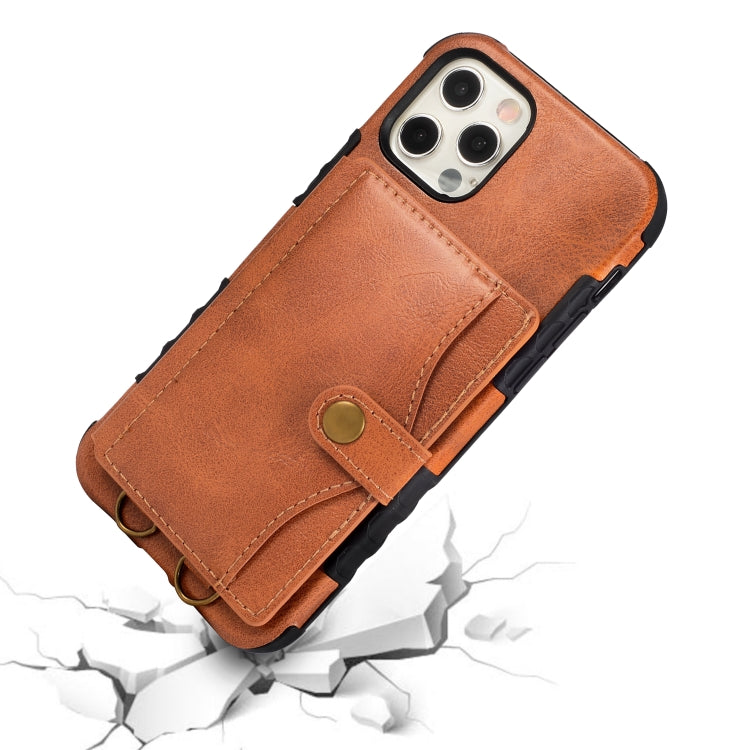 For iPhone 11 Crazy Horse Texture PU + TPU Shockproof Back Cover Case with Card Slots & Holder & Wallet & Crossbody Strap