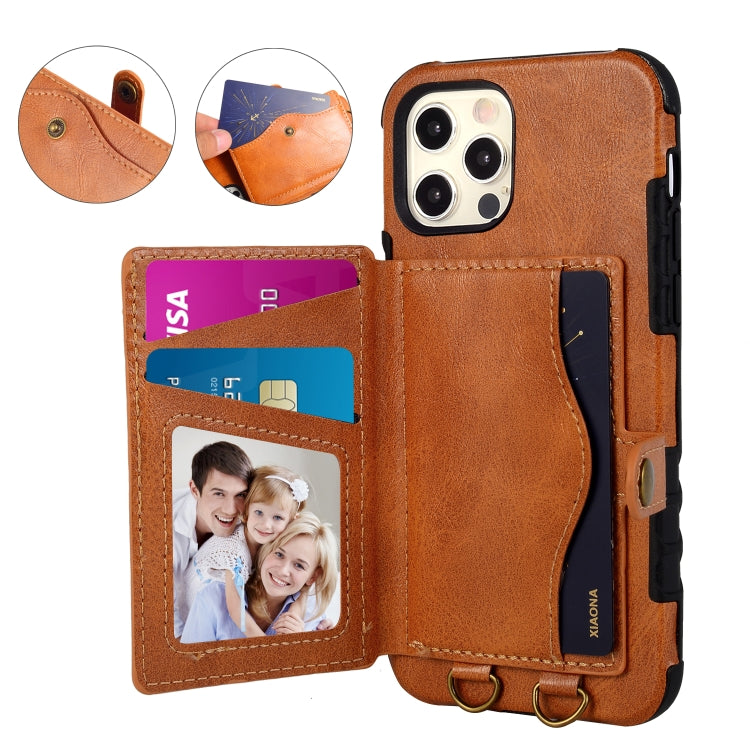 For iPhone 11 Crazy Horse Texture PU + TPU Shockproof Back Cover Case with Card Slots & Holder & Wallet & Crossbody Strap