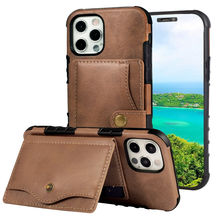 For iPhone 12 mini Crazy Horse Texture PU + TPU Shockproof Back Cover Case with Card Slots & Holder & Wallet & Crossbody Strap