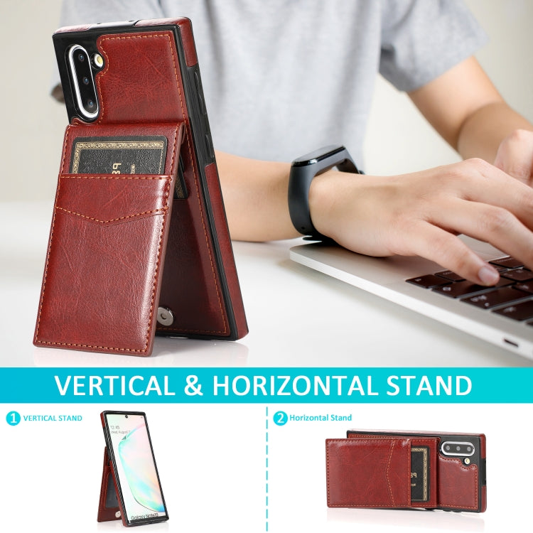 For Samsung Galaxy Note10 Solid Color PC + TPU Protective Case with Holder & Card Slots