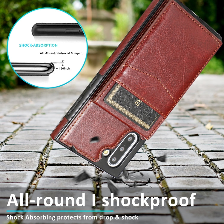 For Samsung Galaxy Note10 Solid Color PC + TPU Protective Case with Holder & Card Slots