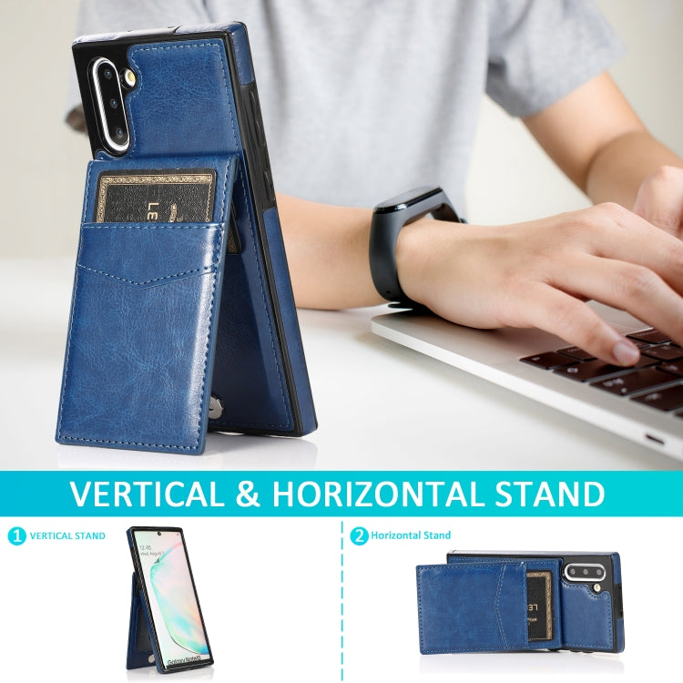 For Samsung Galaxy Note10 Solid Color PC + TPU Protective Case with Holder & Card Slots