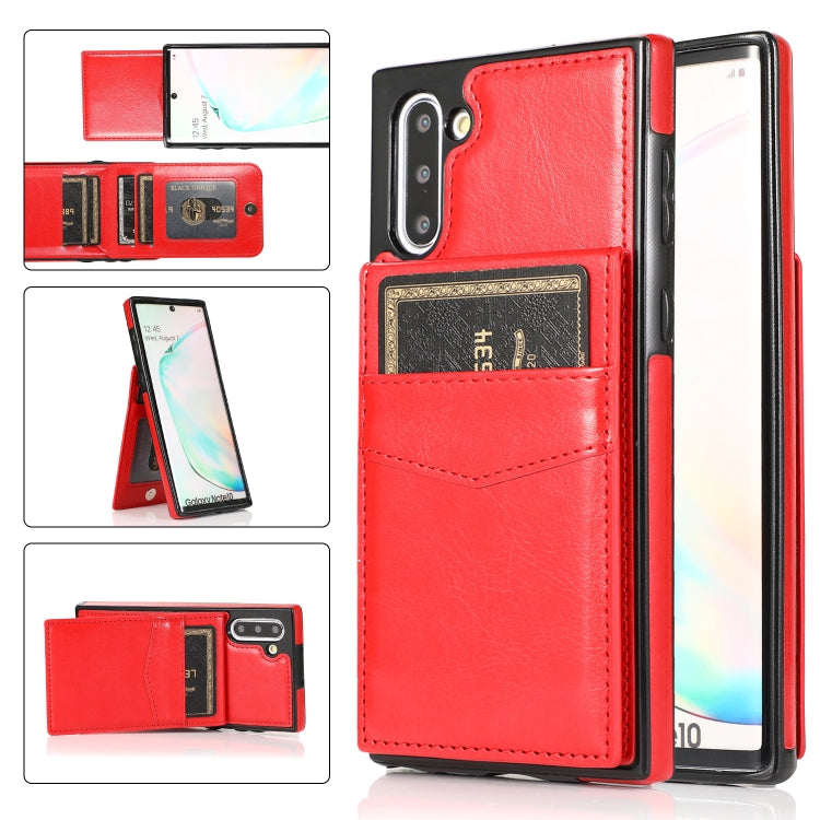 For Samsung Galaxy Note10 Solid Color PC + TPU Protective Case with Holder & Card Slots
