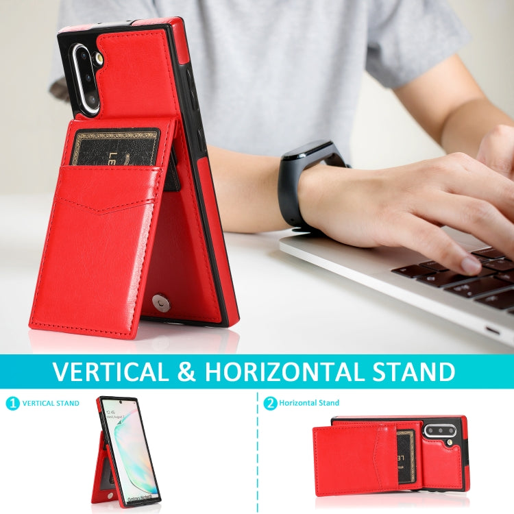 For Samsung Galaxy Note10 Solid Color PC + TPU Protective Case with Holder & Card Slots