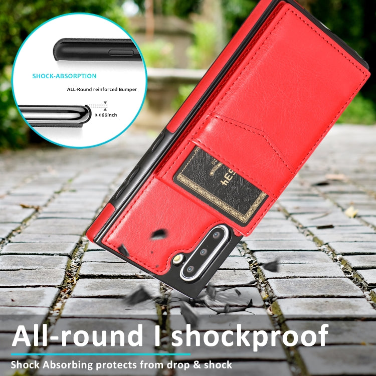 For Samsung Galaxy Note10 Solid Color PC + TPU Protective Case with Holder & Card Slots