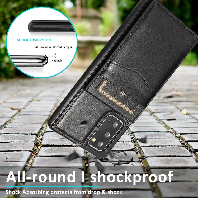 For Samsung Galaxy Note20 Solid Color PC + TPU Protective Case with Holder & Card Slots