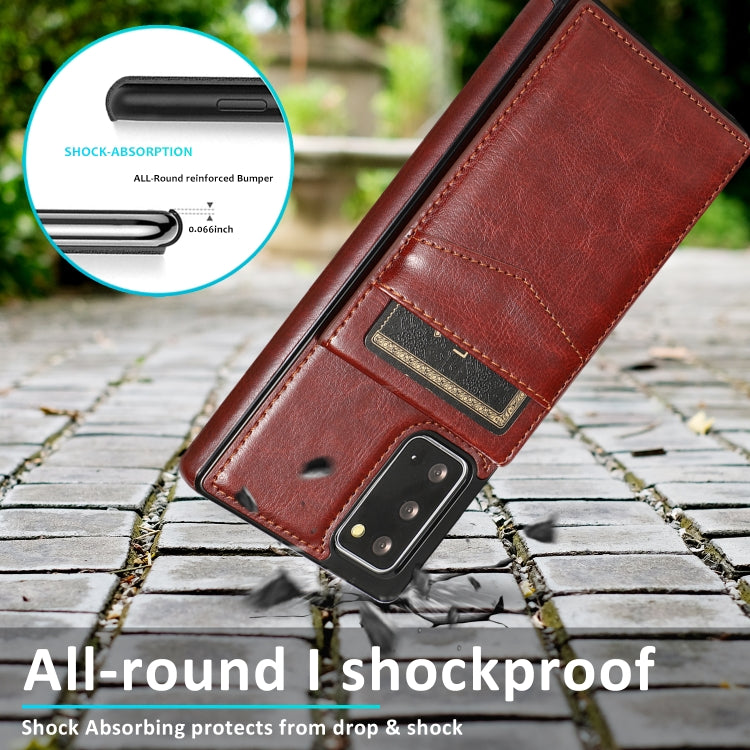 For Samsung Galaxy Note20 Solid Color PC + TPU Protective Case with Holder & Card Slots