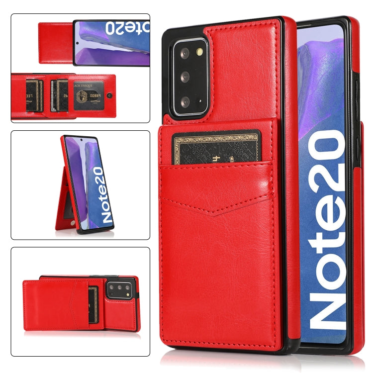 For Samsung Galaxy Note20 Solid Color PC + TPU Protective Case with Holder & Card Slots
