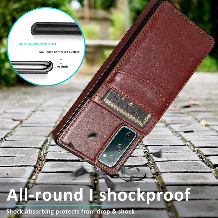 For Samsung Galaxy S20 FE Solid Color PC + TPU Protective Case with Holder & Card Slots