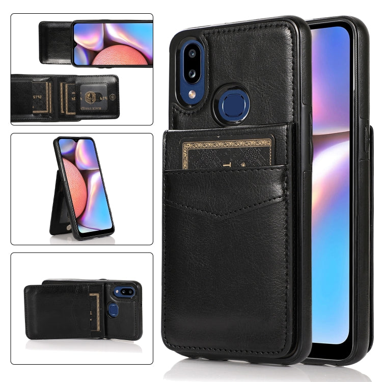 For Samsung Galaxy A10s Solid Color PC + TPU Protective Case with Holder & Card Slots