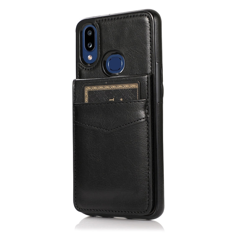For Samsung Galaxy A10s Solid Color PC + TPU Protective Case with Holder & Card Slots