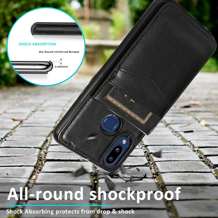 For Samsung Galaxy A10s Solid Color PC + TPU Protective Case with Holder & Card Slots