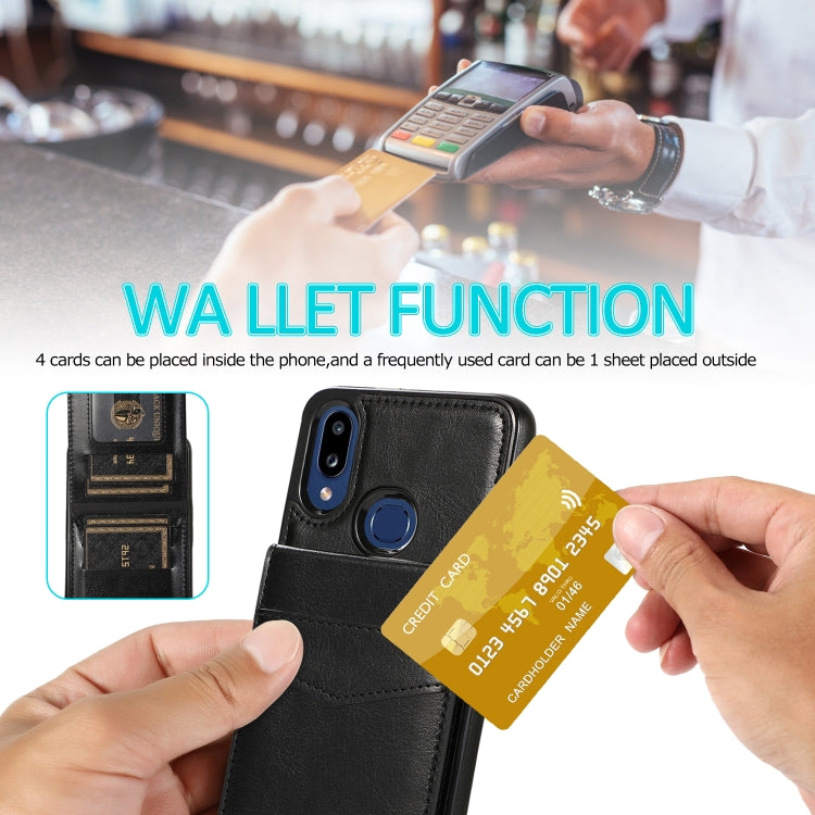 For Samsung Galaxy A10s Solid Color PC + TPU Protective Case with Holder & Card Slots