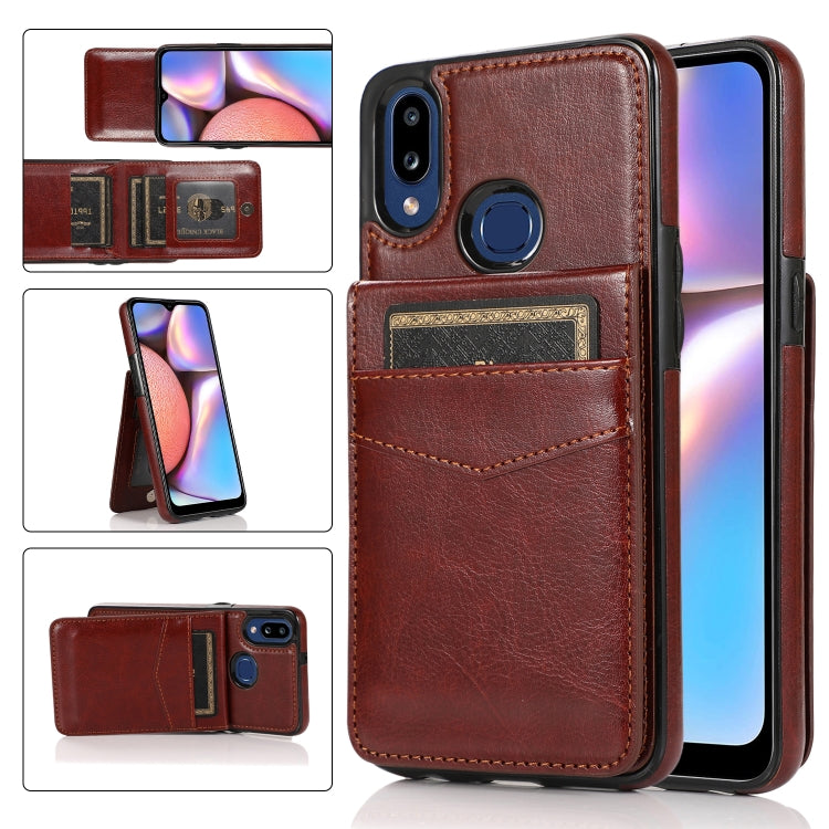 For Samsung Galaxy A10s Solid Color PC + TPU Protective Case with Holder & Card Slots