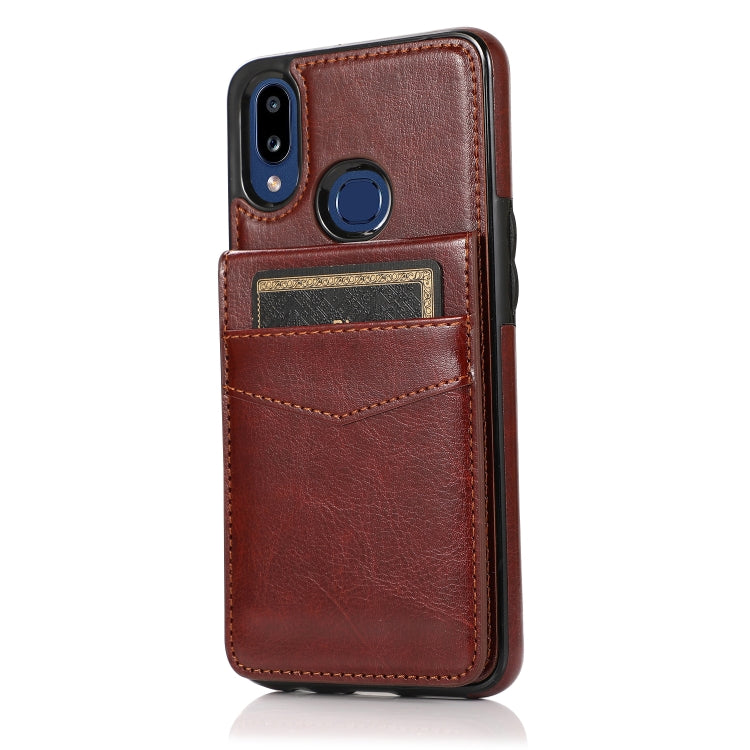 For Samsung Galaxy A10s Solid Color PC + TPU Protective Case with Holder & Card Slots