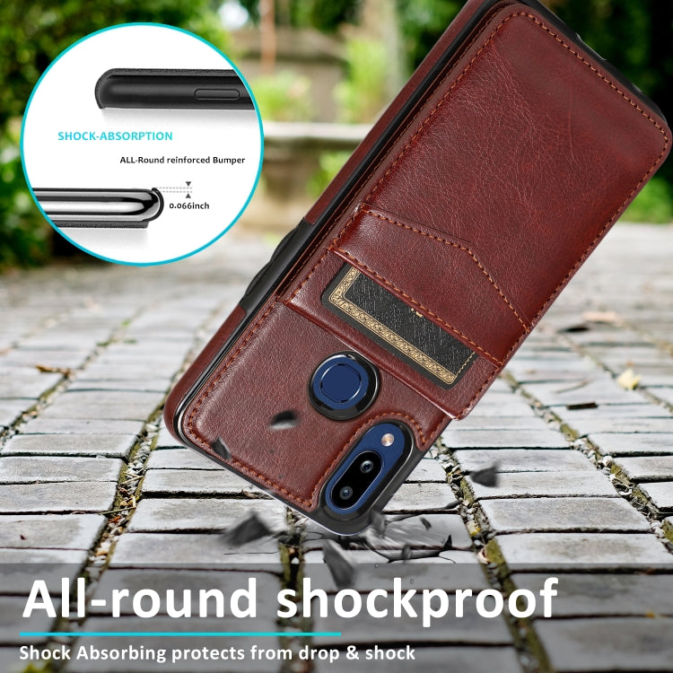 For Samsung Galaxy A10s Solid Color PC + TPU Protective Case with Holder & Card Slots