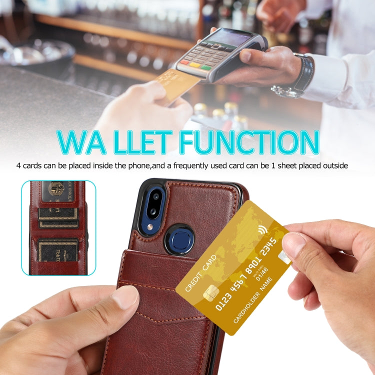 For Samsung Galaxy A10s Solid Color PC + TPU Protective Case with Holder & Card Slots