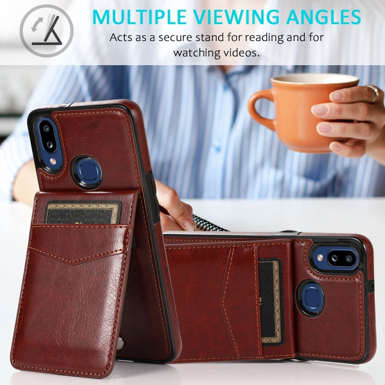 For Samsung Galaxy A10s Solid Color PC + TPU Protective Case with Holder & Card Slots