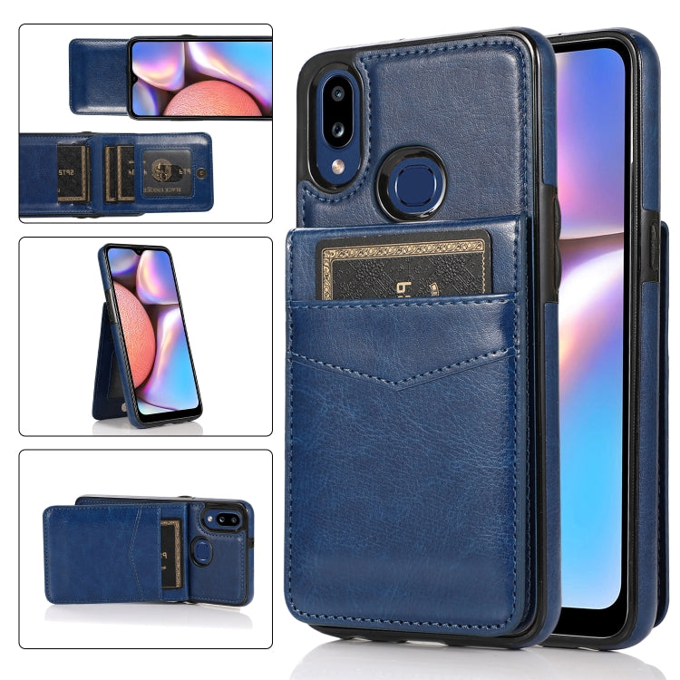 For Samsung Galaxy A10s Solid Color PC + TPU Protective Case with Holder & Card Slots