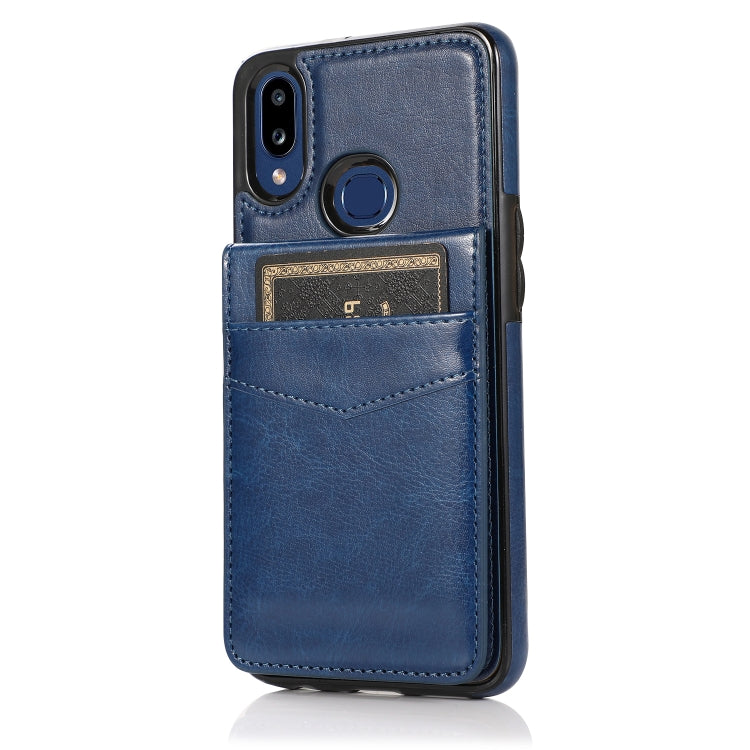 For Samsung Galaxy A10s Solid Color PC + TPU Protective Case with Holder & Card Slots